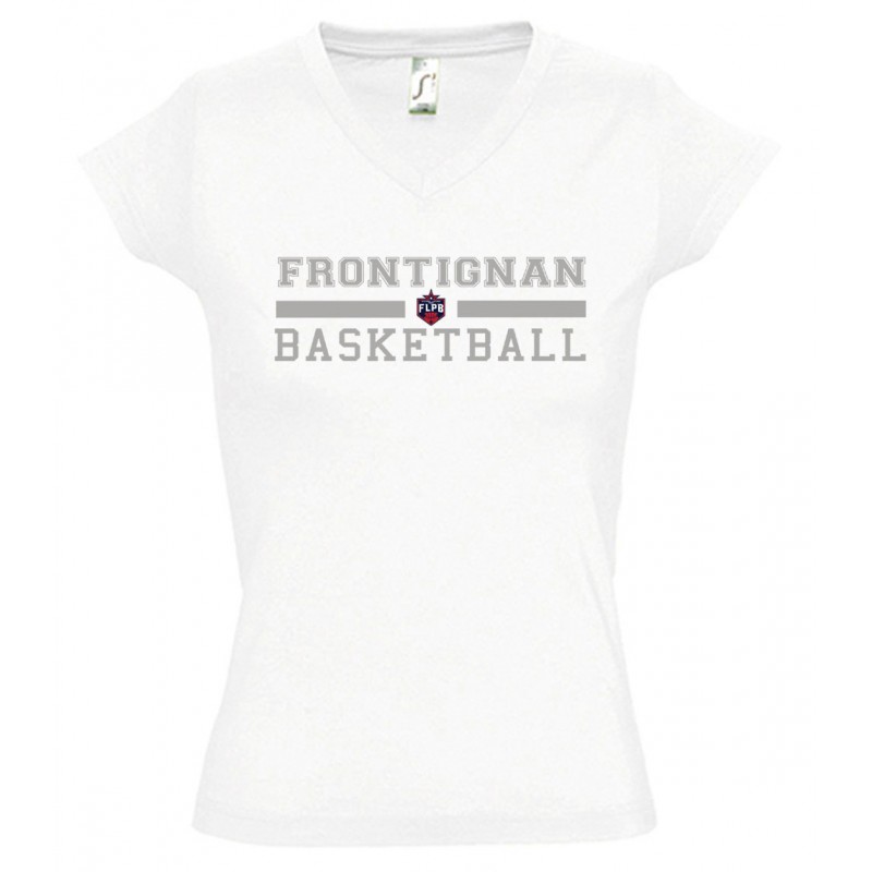 T-shirt coton col V femme basketball
