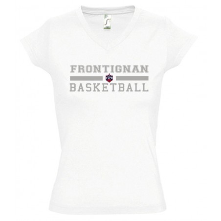 T-shirt coton col V femme basketball
